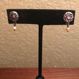 Small Silver and Pearl Drop Earrings